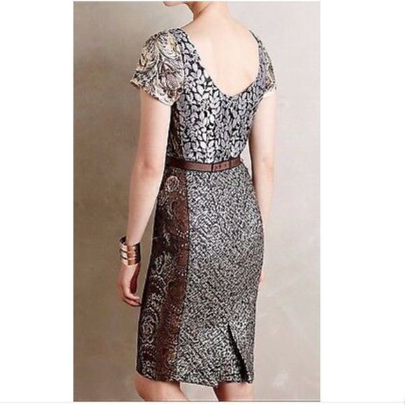 Host Pick❣️Beguile by Byron Lars Size 2 Black/Tan Pieced Brocade LBD - Picture 10 of 15